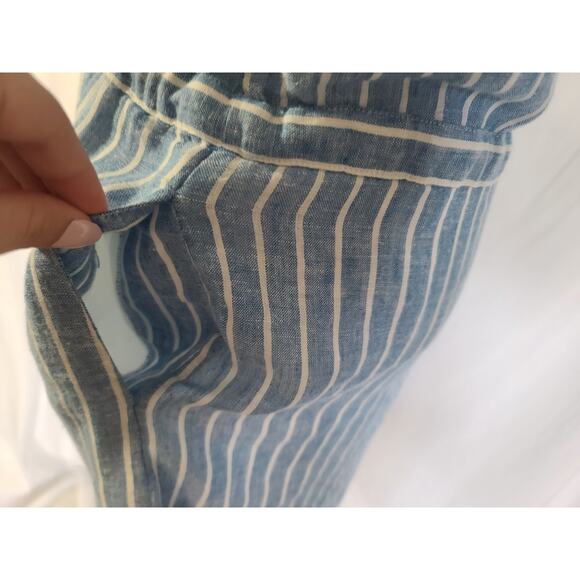 Rails Emma St. Germain Linen Blue White Stripe Blouson Dress XS - Picture 6 of 8